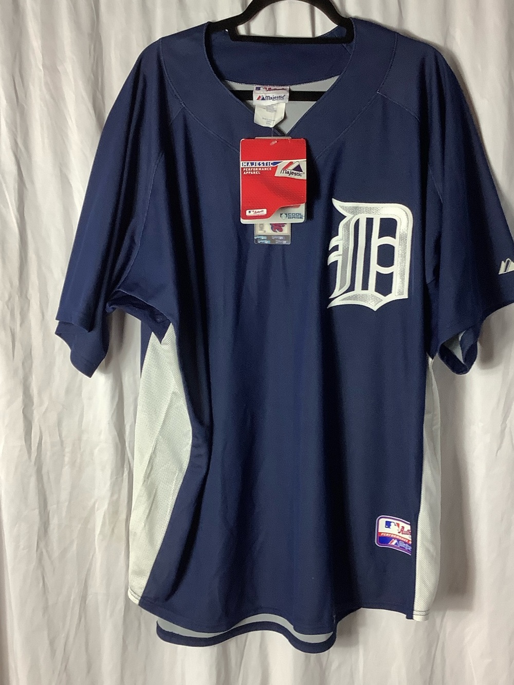 Majestic Navy and White Detroit Tigers Baseball Jersey